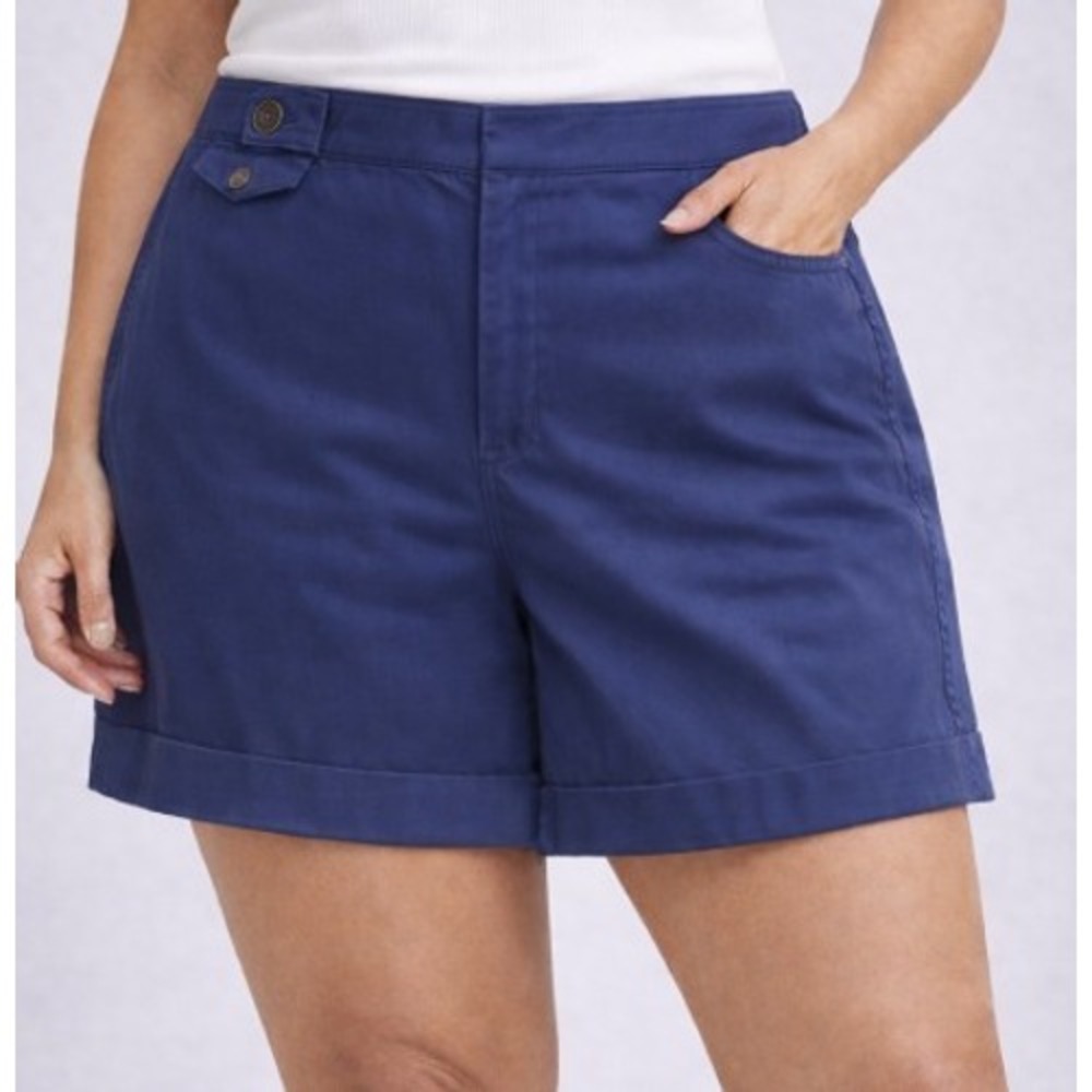 Lauren Ralph Lauren Shorts Women 14 Blue Chino Flat Front Pockets Preppy Classic